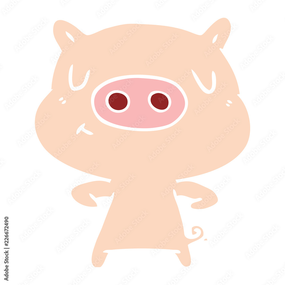 flat color style cartoon content pig flat color style cartoon content pig
