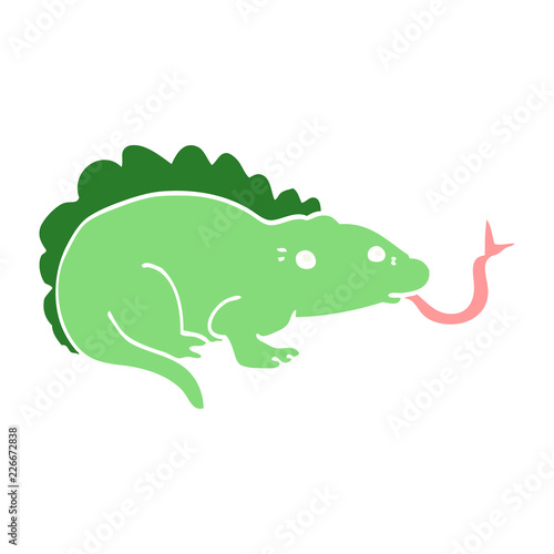 flat color style cartoon lizard