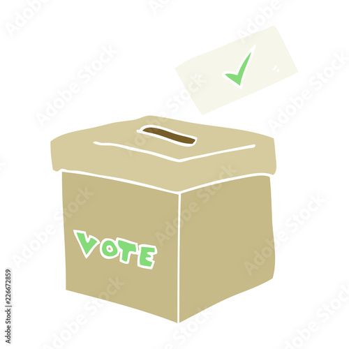 flat color illustration of a cartoon ballot box