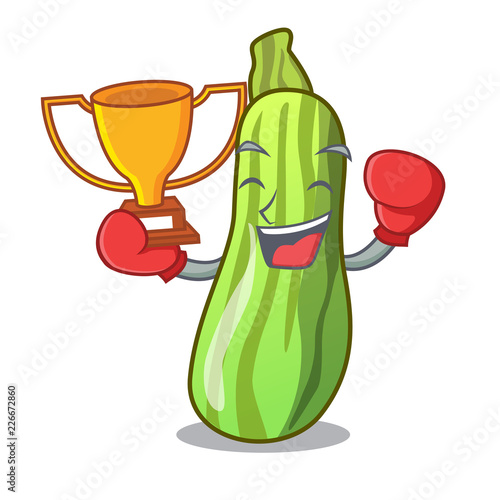 Boxing winner fresh vegetable zucchini isolated on mascot