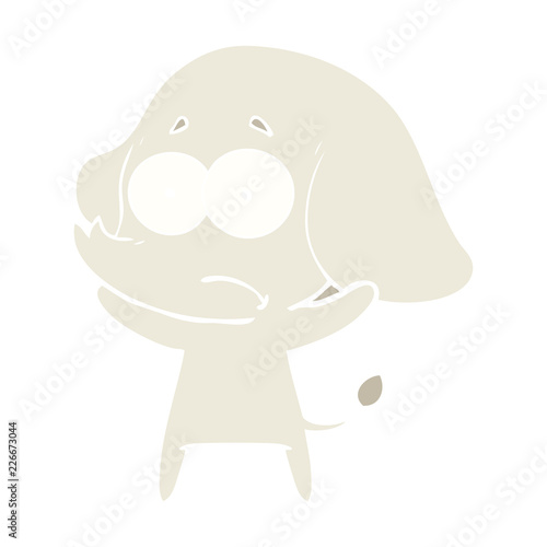 flat color style cartoon unsure elephant