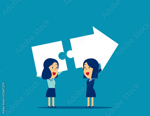 Business people successful growth. Concept business vector illustration, Teamwork, Jigsaw or Puzzle, Cooperation.