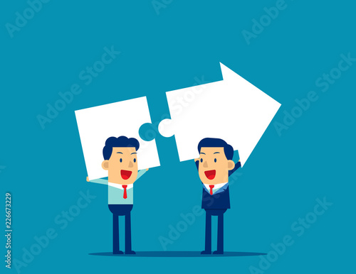 Business people successful growth. Concept business vector illustration, Teamwork, Jigsaw or Puzzle, Cooperation.