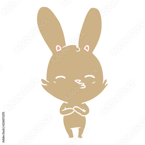 curious bunny flat color style cartoon