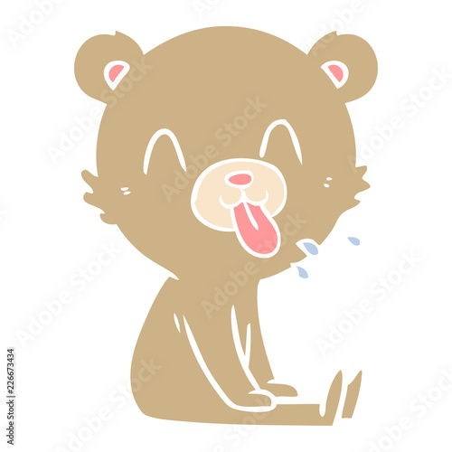 rude flat color style cartoon bear