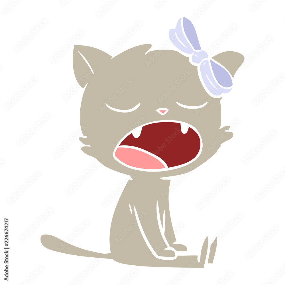 flat color style cartoon yawning cat flat color style cartoon yawning cat