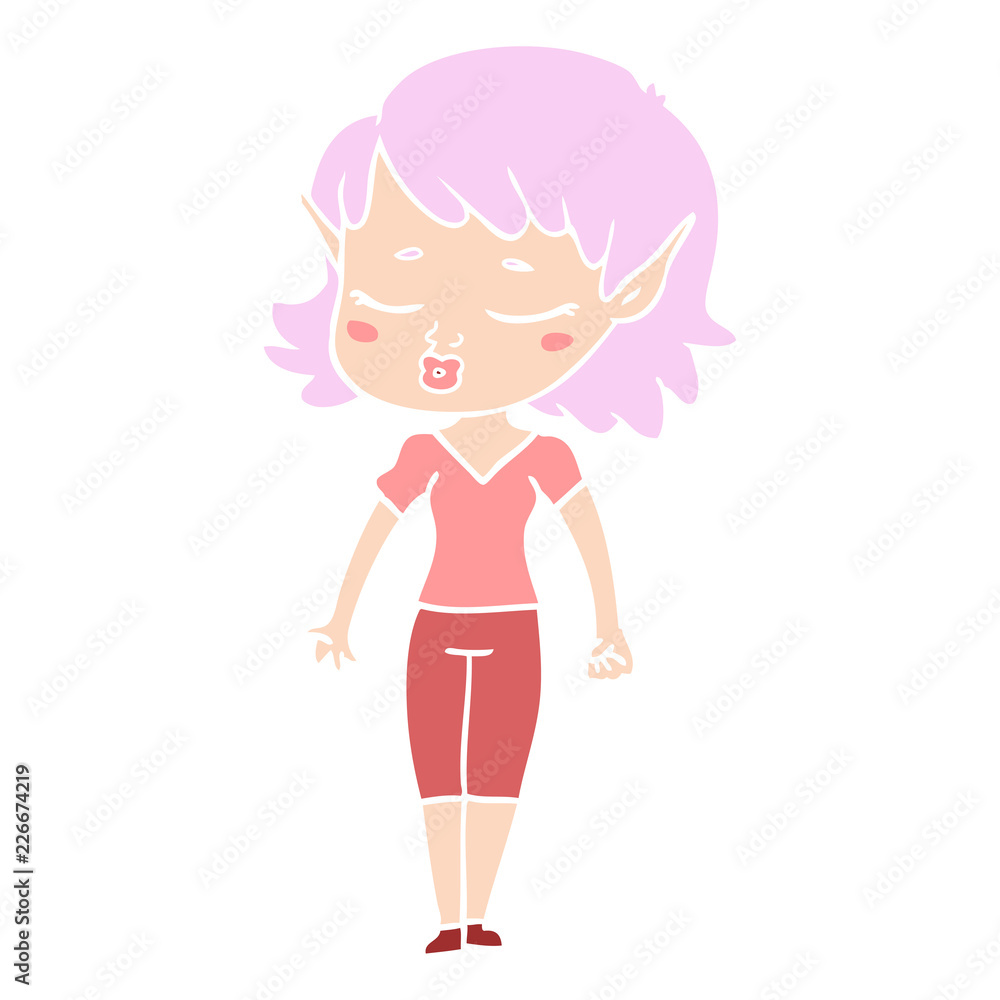 pretty flat color style cartoon elf girl pretty flat color style cartoon elf girl