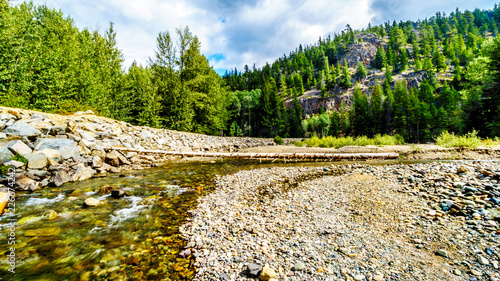 Because of the low water levels in early September the Coldwater River Salmon Habitat is protected from fishing near the settlement of Brookmere in the Nicola Region of British Columbia, Canada photo