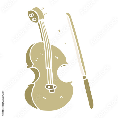 cartoon doodle violin and bow