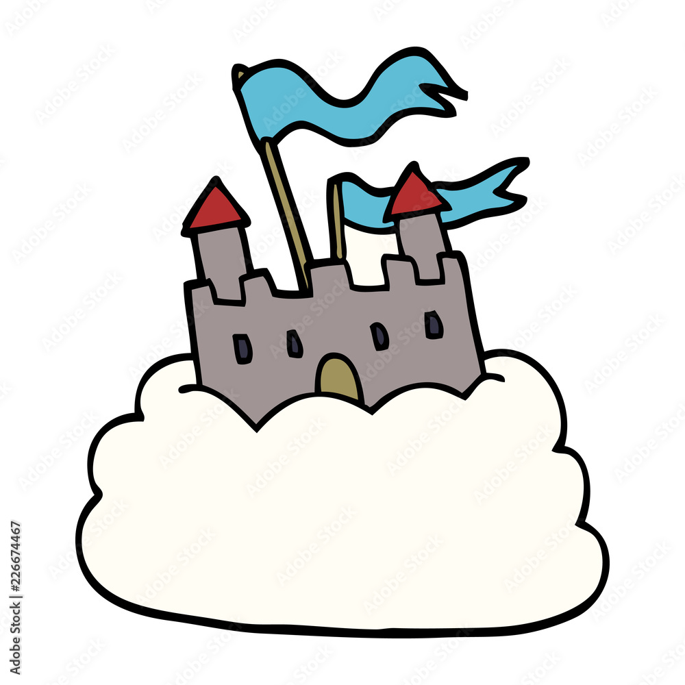 cartoon doodle castle on cloud Stock Vector | Adobe Stock