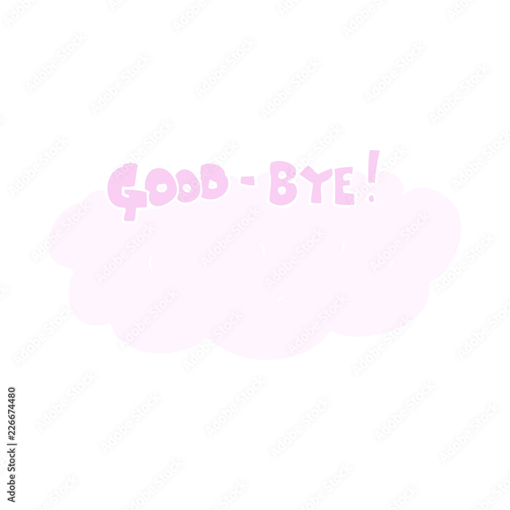flat color illustration of a cartoon goodbye sign flat color illustration of a cartoon goodbye sign