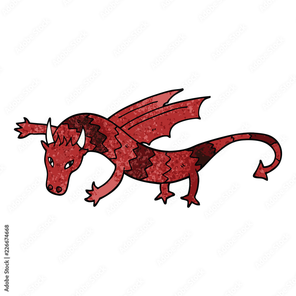 Obraz cartoon doodle flying dragon