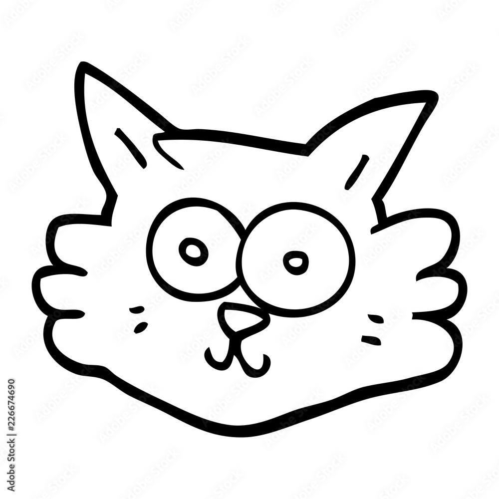 line drawing cartoon cat face Stock Vector | Adobe Stock
