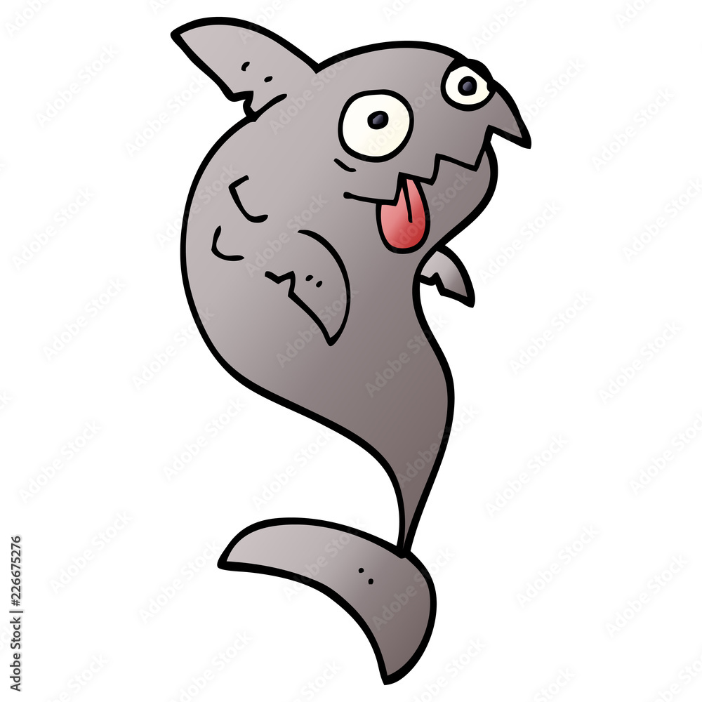 Obraz premium cartoon doodle deadly shark