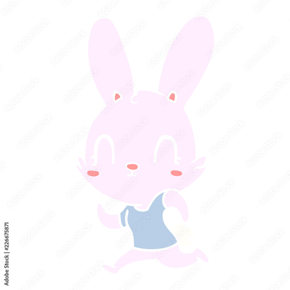 cute flat color style cartoon rabbit running cute flat color style cartoon rabbit running