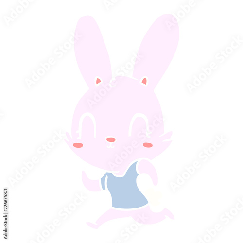 cute flat color style cartoon rabbit running © lineartestpilot