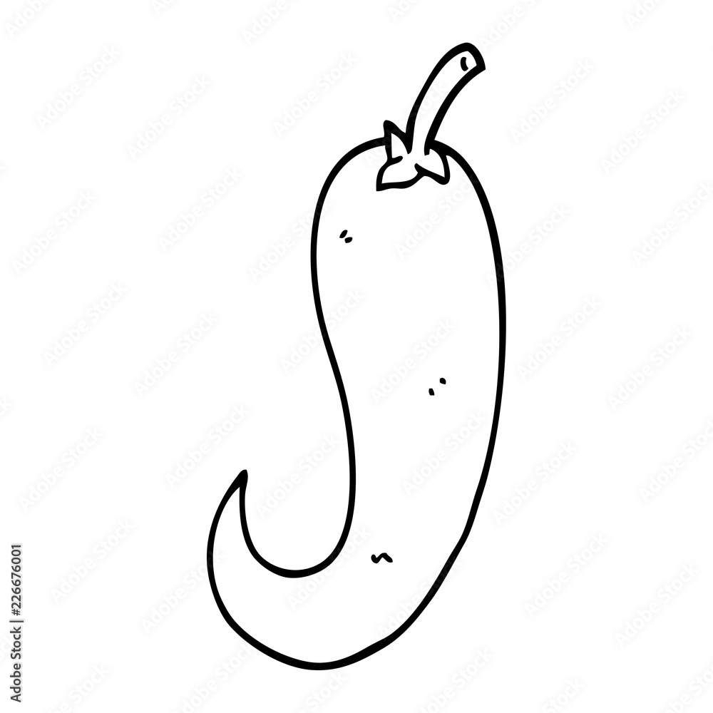 line drawing cartoon red hot chilli pepper