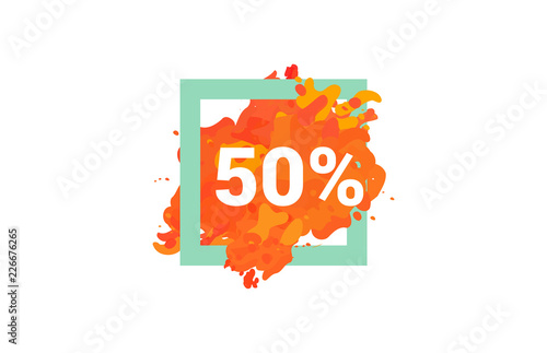 50 Percent Discount Number Orange Water Color Frame