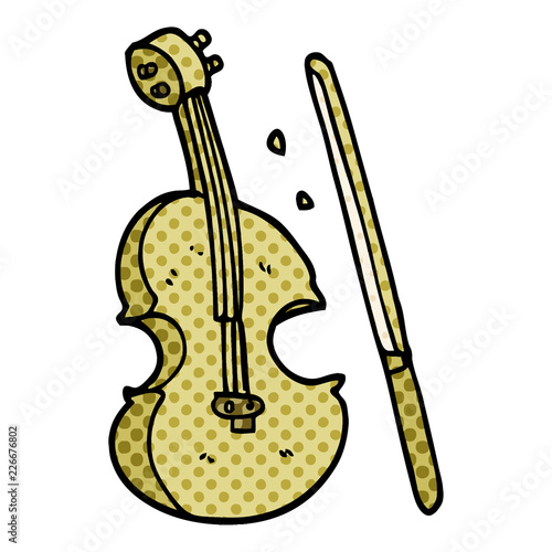 cartoon doodle violin and bow