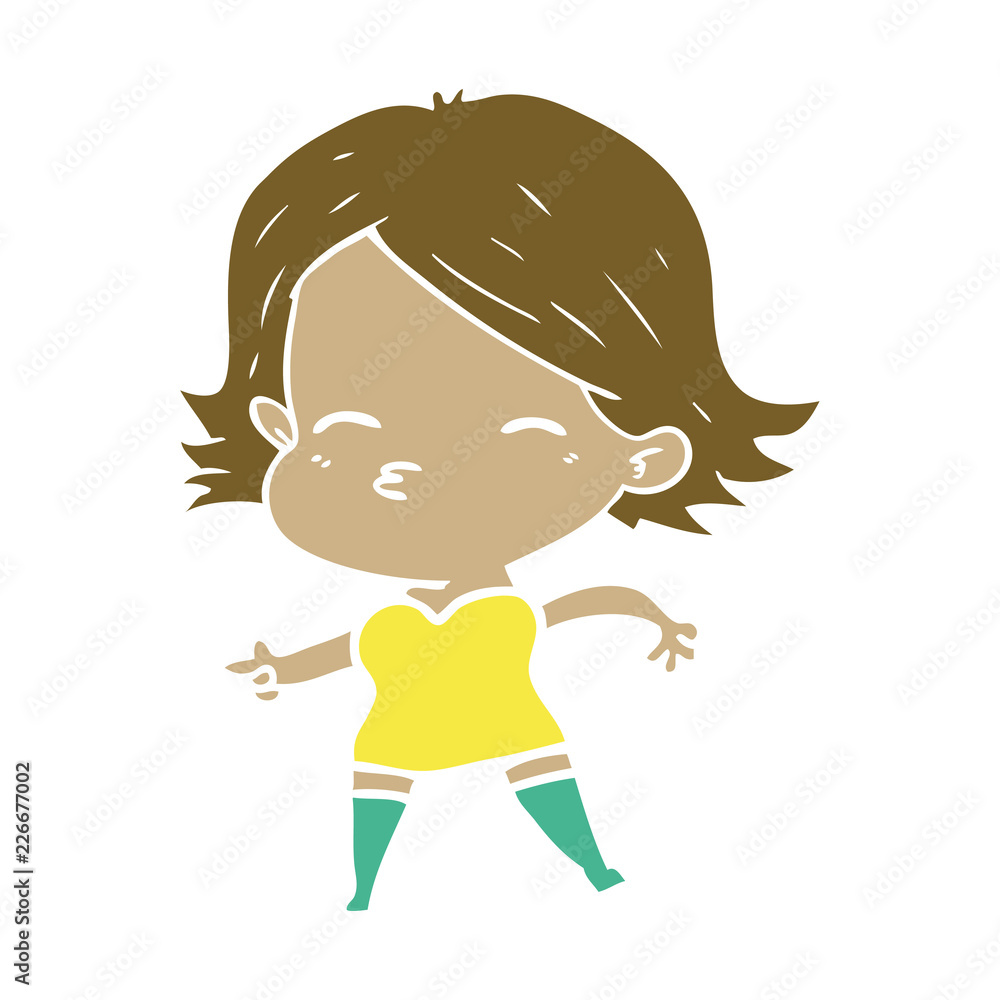 flat color style cartoon woman pointing flat color style cartoon woman pointing
