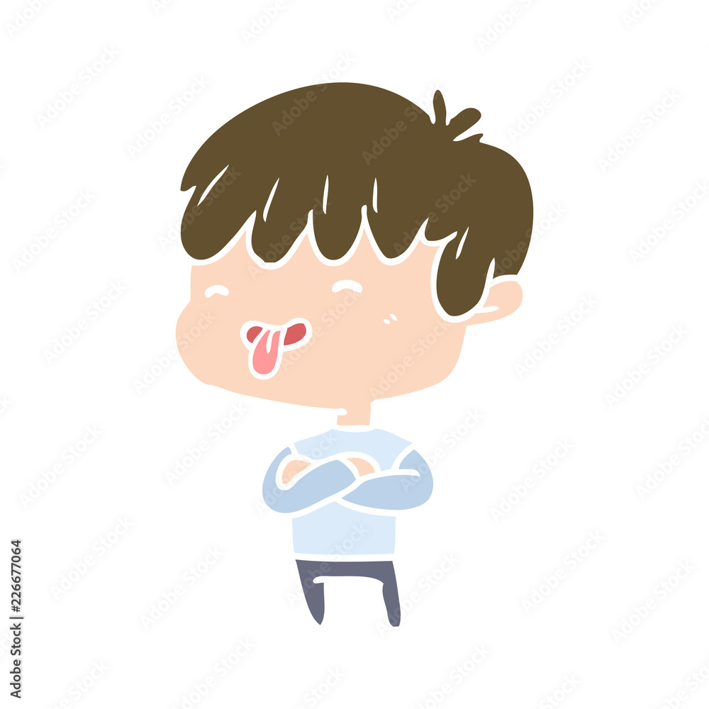 flat color style cartoon boy sticking out tongue flat color style cartoon boy sticking out tongue