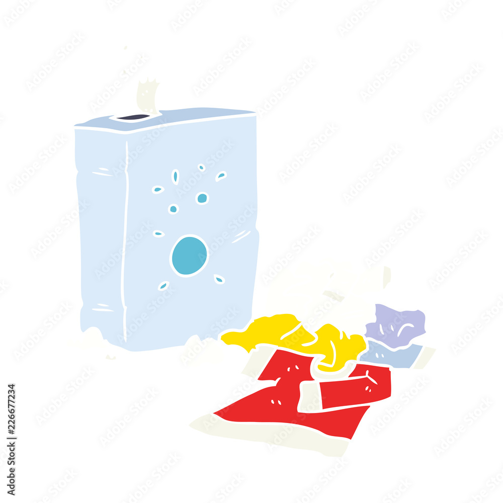 flat color style cartoon washing powder and laundry