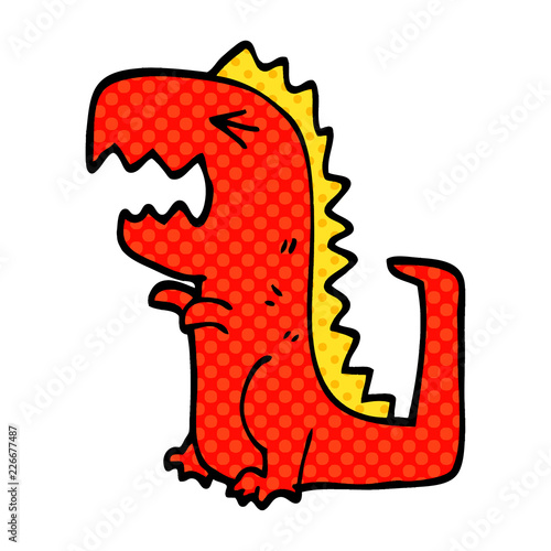 cartoon doodle roaring t rex