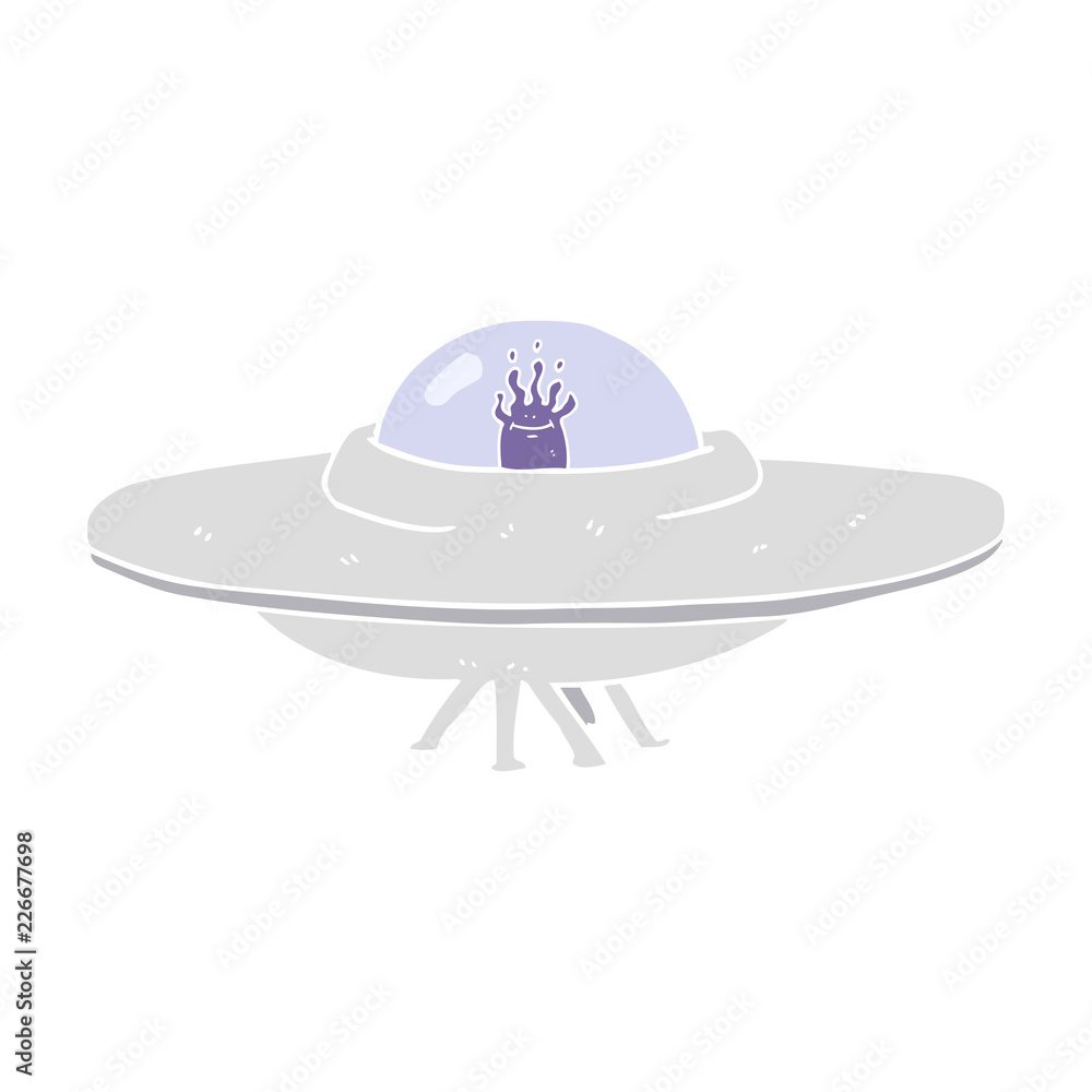 flat color illustration of a cartoon flying saucer flat color illustration of a cartoon flying saucer
