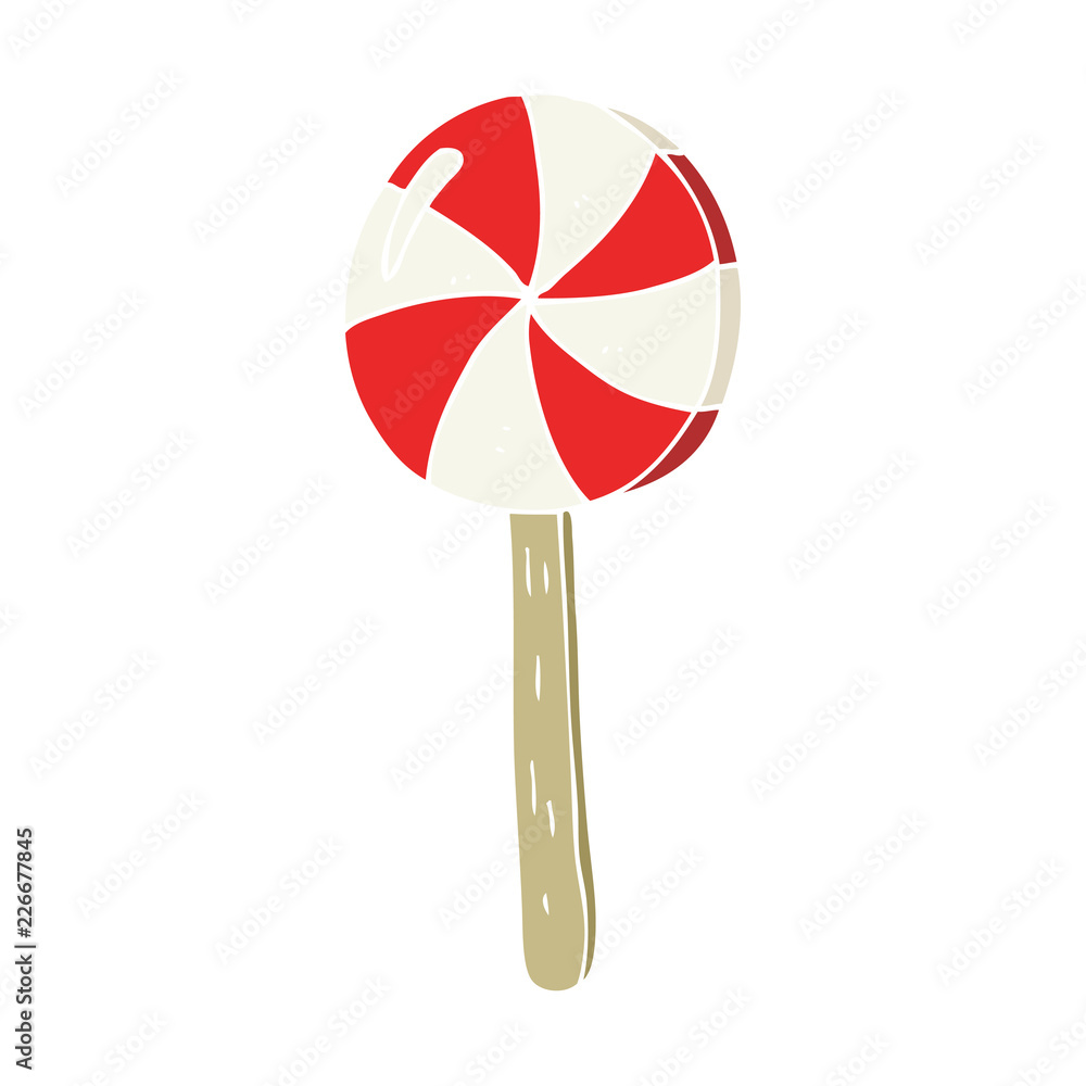 flat color illustration of a cartoon lollipop flat color illustration of a cartoon lollipop