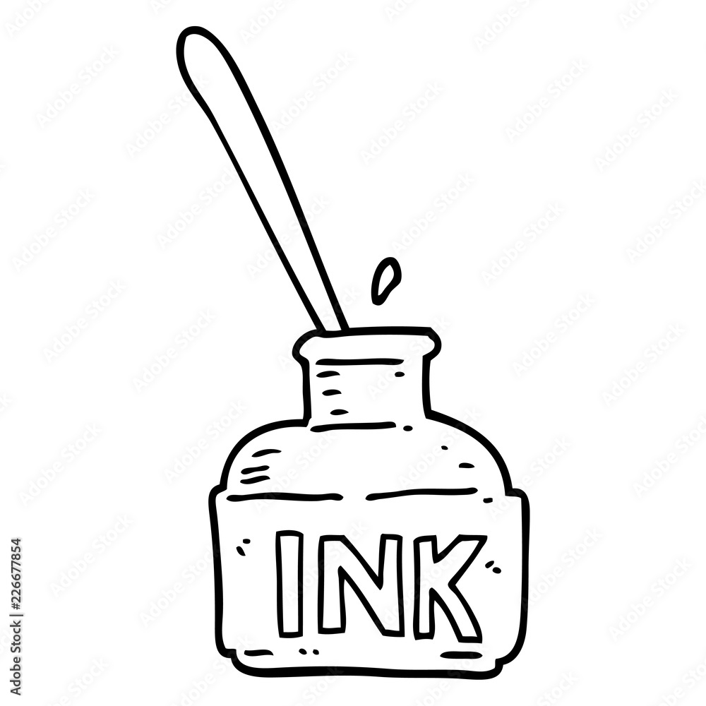 line drawing cartoon ink bottle เวกเตอร์สต็อก Adobe Stock