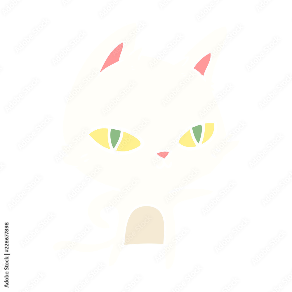 flat color style cartoon cat staring flat color style cartoon cat staring