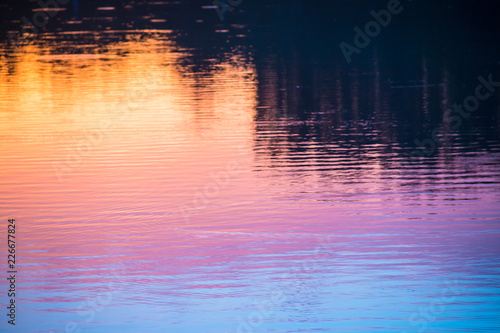 Lake water reflection at sunset