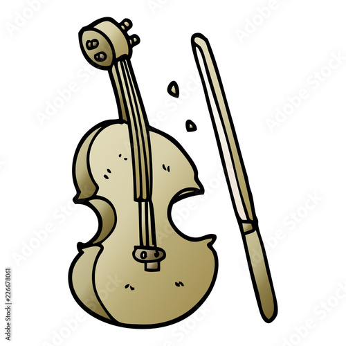 cartoon doodle violin and bow