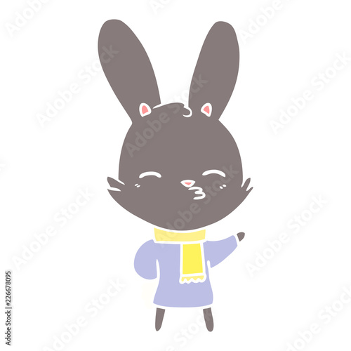 curious bunny flat color style cartoon