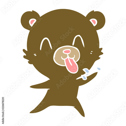 rude flat color style cartoon bear