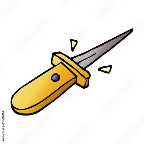 cartoon doodle flick knife snapping open