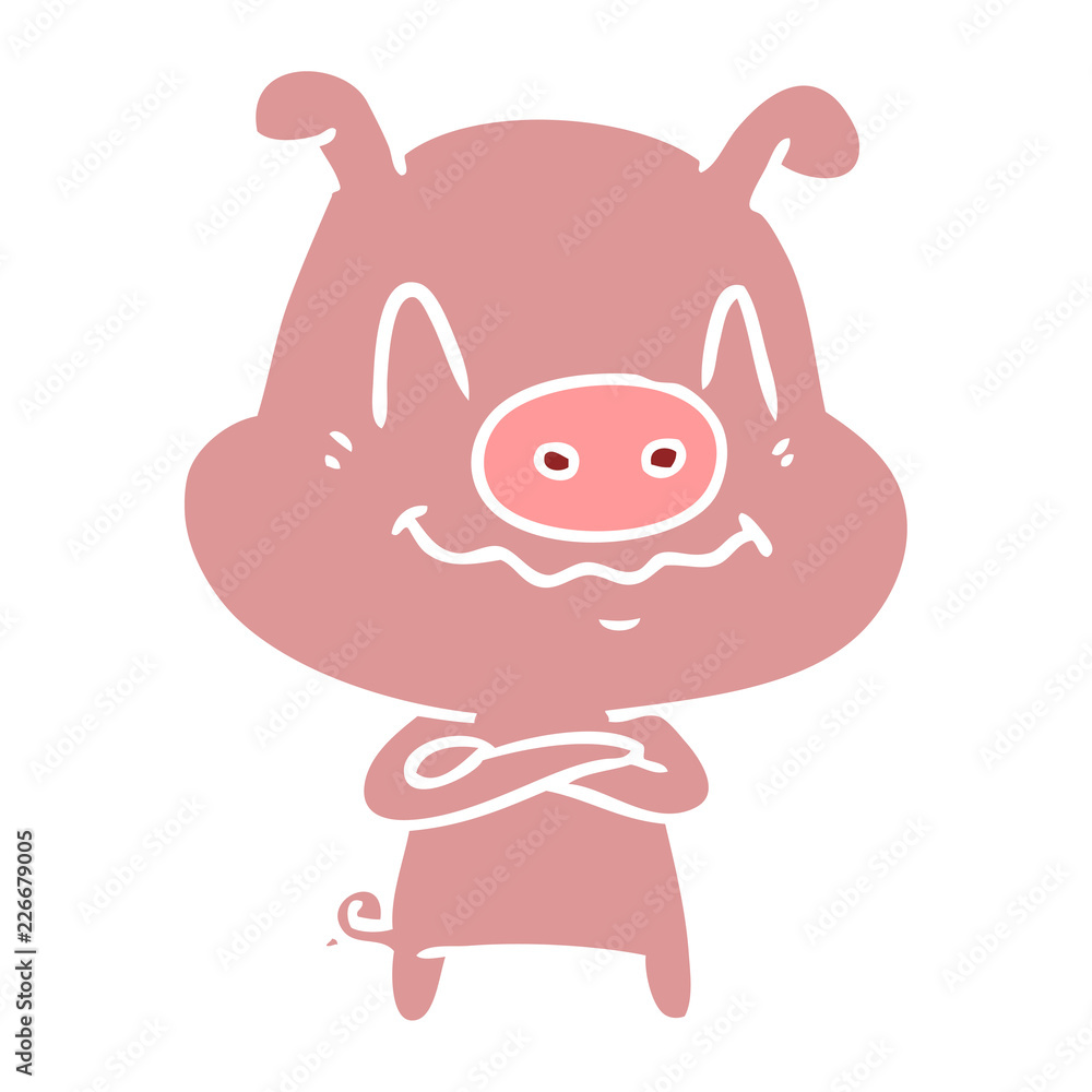 nervous flat color style cartoon pig nervous flat color style cartoon pig