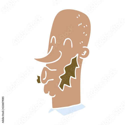 cartoon doodle man with muttonchop facial hair