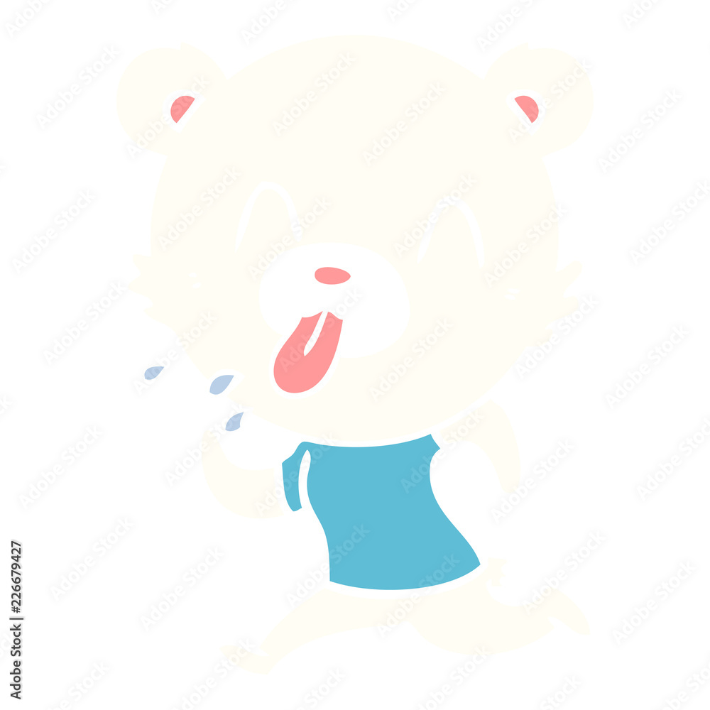 rude flat color style cartoon polar bear sticking out tongue rude flat color style cartoon polar bear sticking out tongue