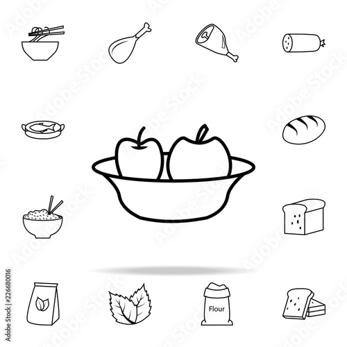 an apple in a plate icon. Food icons universal set for web and mobile
