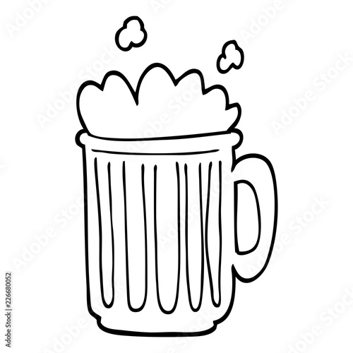 line drawing cartoon tankard of beer