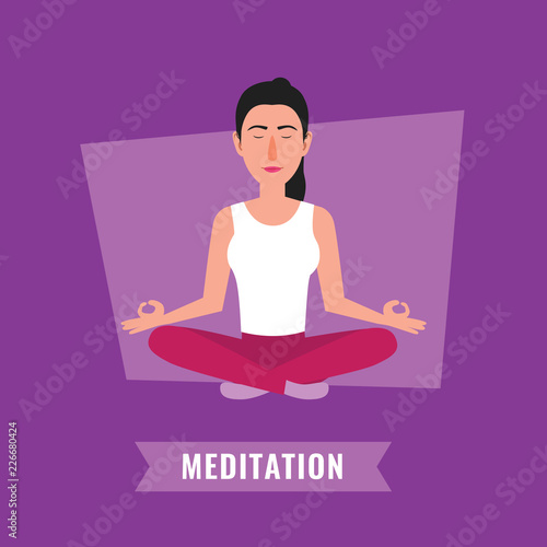 Wallpaper Mural Meditation illustration. Woman meditating in lotus pose Torontodigital.ca