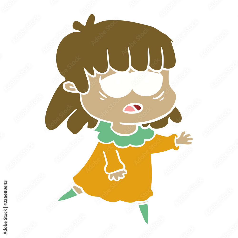 flat color style cartoon tired woman flat color style cartoon tired woman
