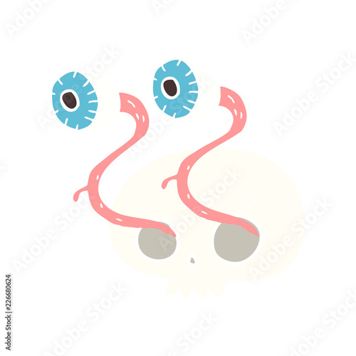 Wallpaper Mural gross flat color illustration of a cartoon skull with eyeballs Torontodigital.ca