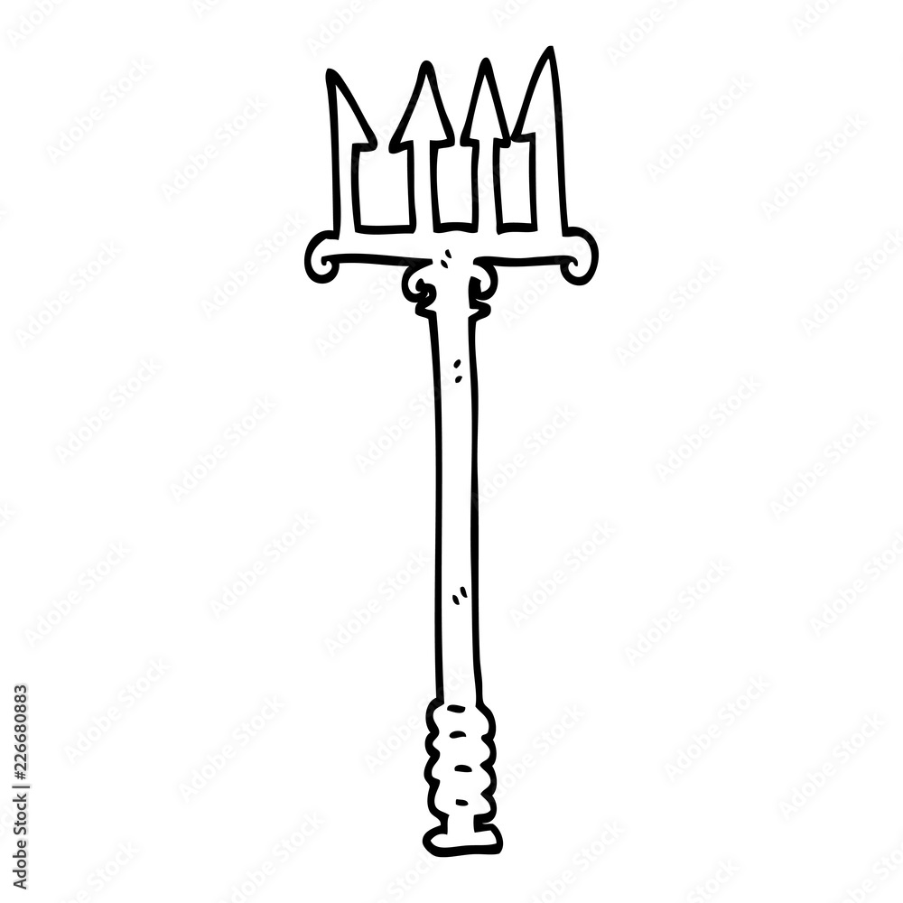 Fototapeta premium line drawing cartoon pitchfork