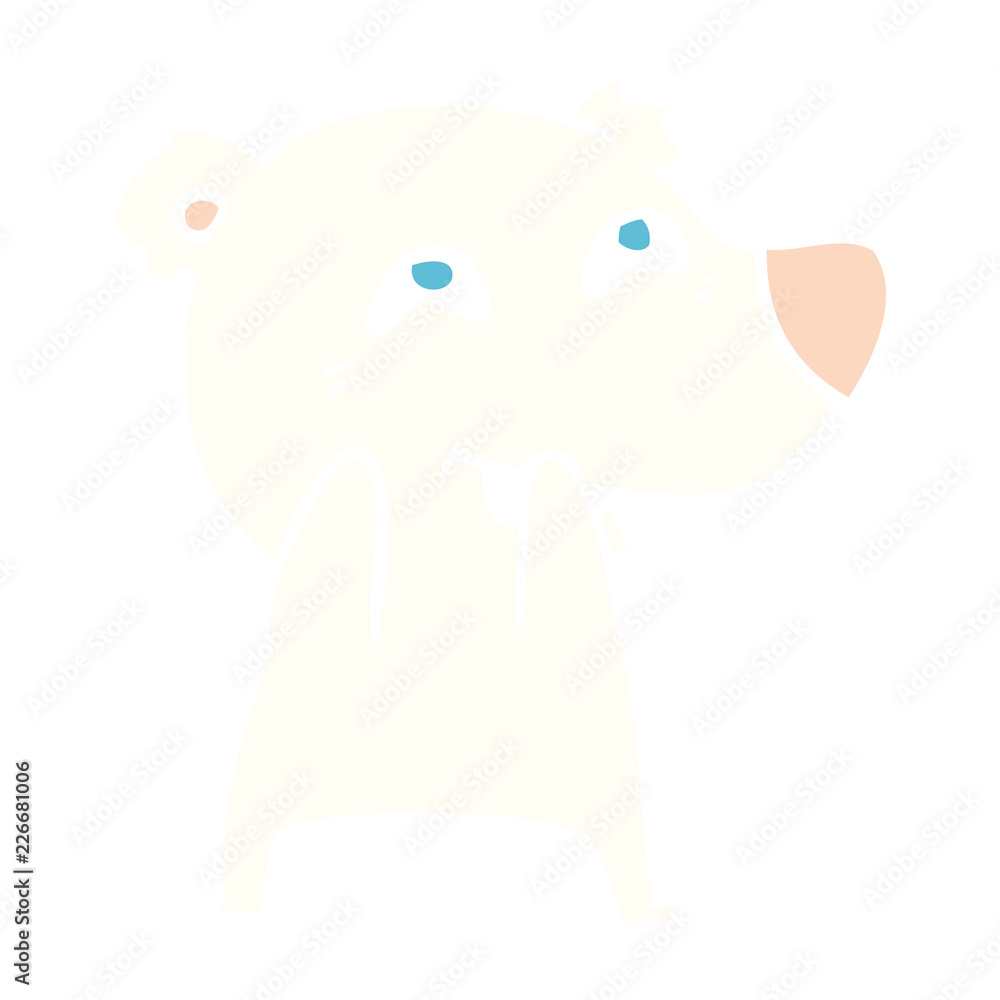 Fototapeta premium flat color style cartoon polar bear showing teeth