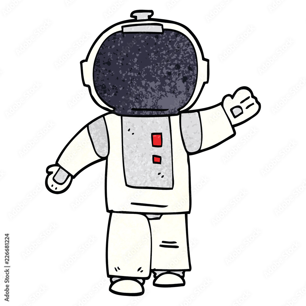 cartoon doodle walking astronaut