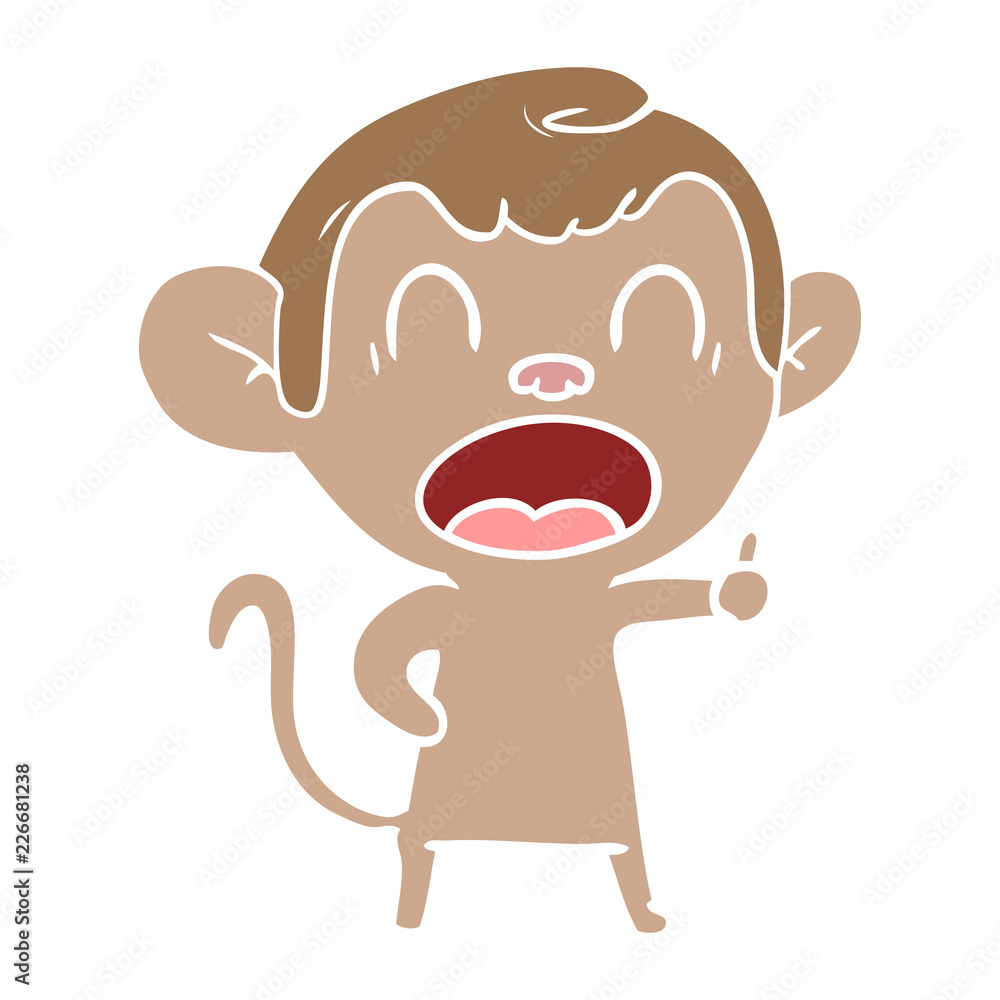 Fototapeta premium yawning flat color style cartoon monkey