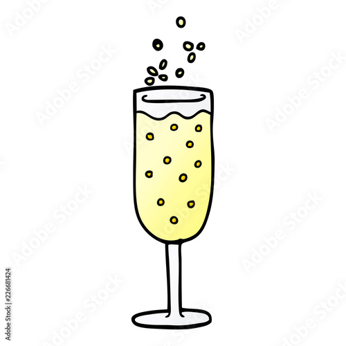 cartoon doodle champagne flute