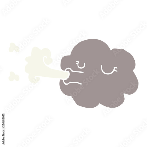 cartoon doodle cloud blowing a gale